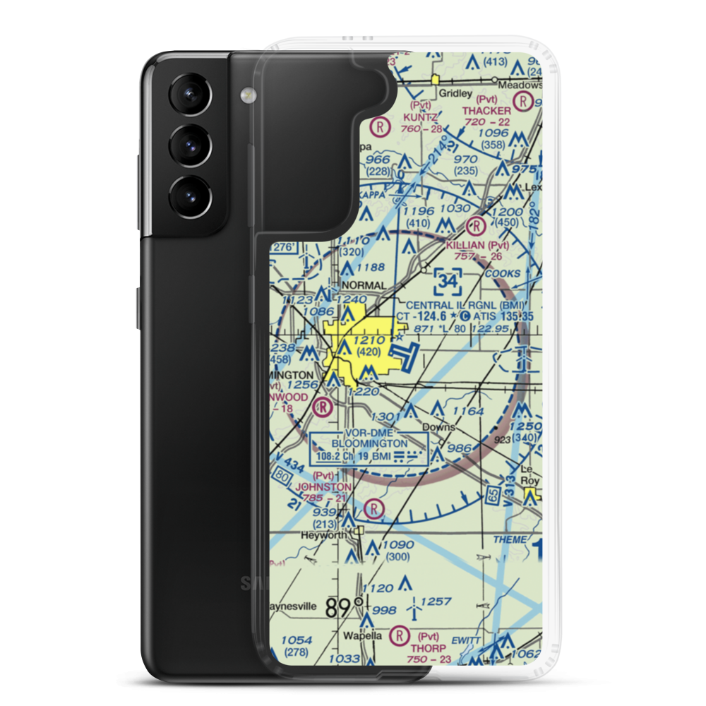 Central Illinois Regional Airport at Bloomington-Normal (BMI) VFR Sectional Samsung Case Samsung Galaxy S21 Plus model shown
