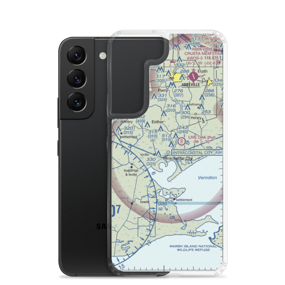 Central Industries Airport (2LA0) VFR Sectional Samsung Case Samsung Galaxy S22 model shown
