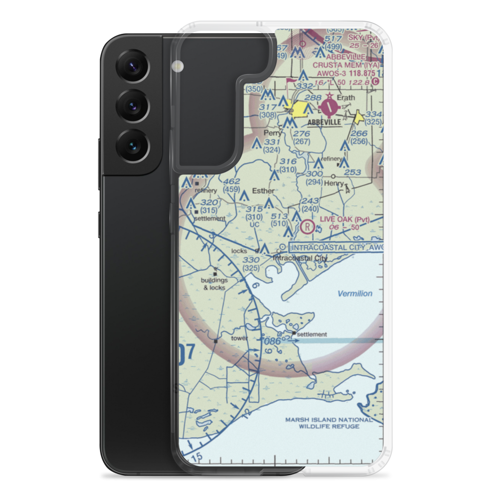 Central Industries Airport (2LA0) VFR Sectional Samsung Case Samsung Galaxy S22 Plus model shown