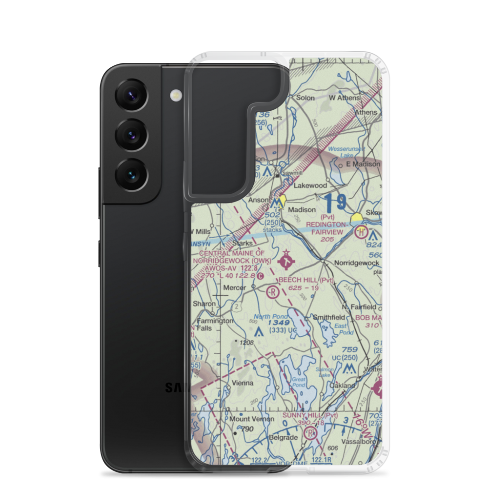 Central Maine Airport of Norridgewock (OWK) VFR Sectional Samsung Case Samsung Galaxy S22 model shown