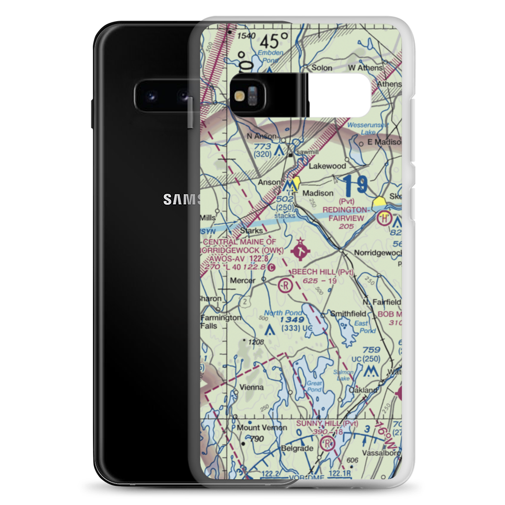Central Maine Airport of Norridgewock (OWK) VFR Sectional Samsung Case Samsung Galaxy S10+ model shown