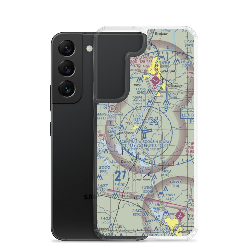 Central Wisconsin Airport (CWA) VFR Sectional Samsung Case Samsung Galaxy S22 model shown