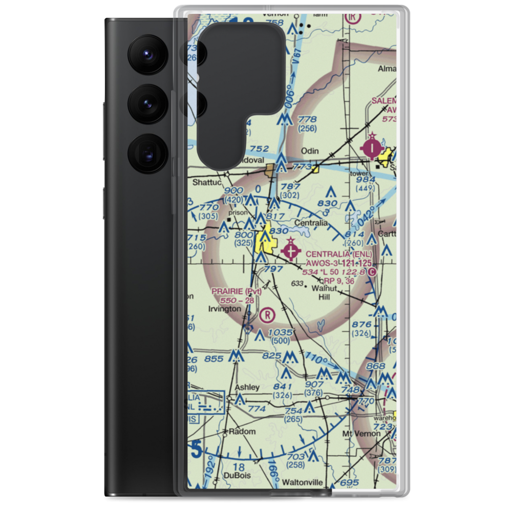 Centralia Municipal Airport (ENL) VFR Sectional Samsung Case Samsung Galaxy S22 Ultra model shown