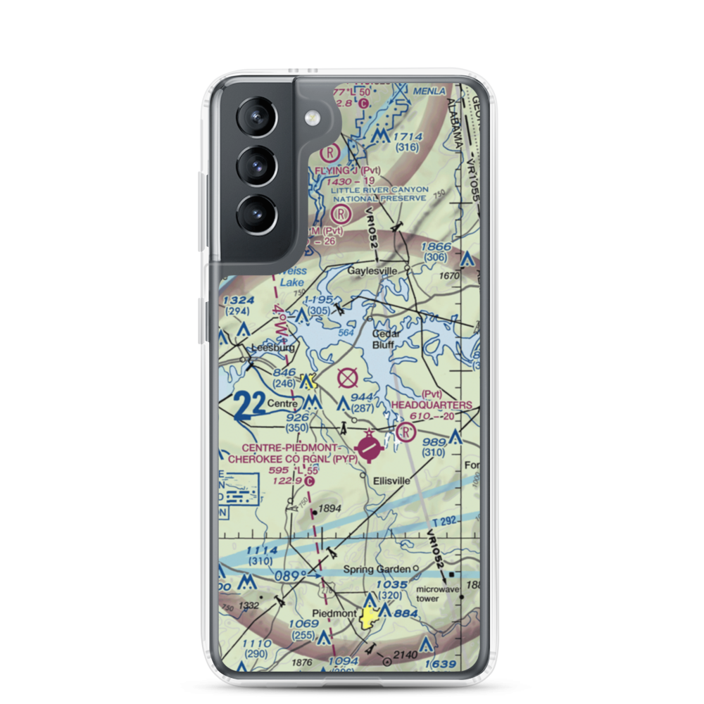 Centre Municipal Airport (C22) VFR Sectional Samsung Case Samsung Galaxy S21 model shown