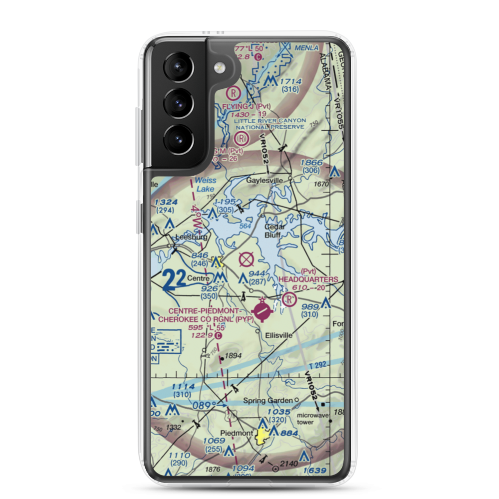 Centre Municipal Airport (C22) VFR Sectional Samsung Case Samsung Galaxy S21 Plus model shown
