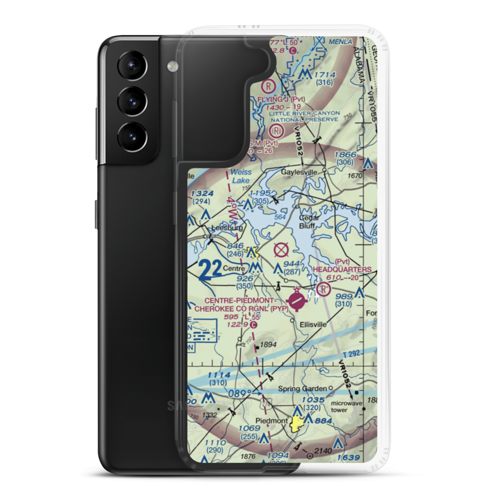 Centre Municipal Airport (C22) VFR Sectional Samsung Case Samsung Galaxy S21 Plus model shown