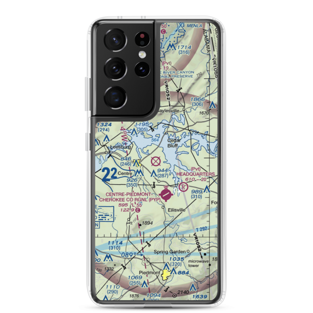 Centre Municipal Airport (C22) VFR Sectional Samsung Case Samsung Galaxy S21 Ultra model shown