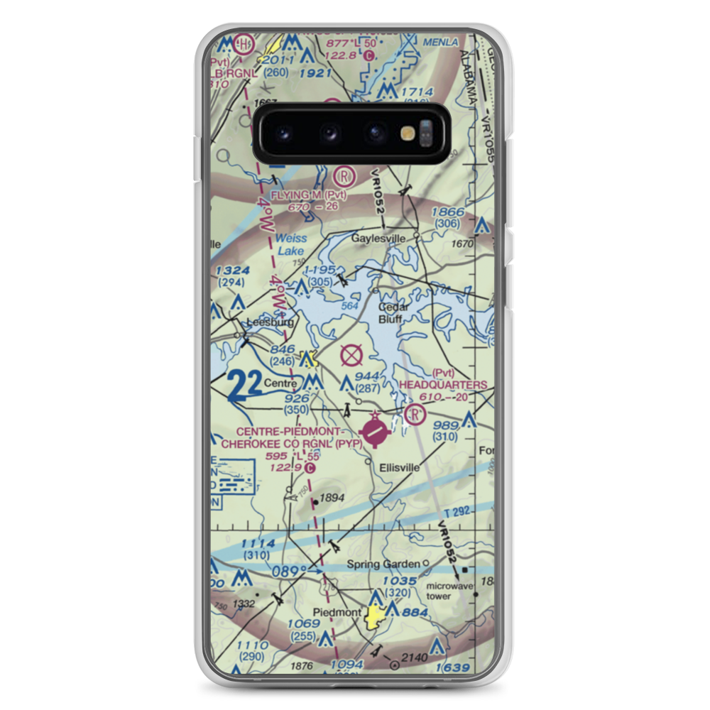Centre Municipal Airport (C22) VFR Sectional Samsung Case Samsung Galaxy S10+ model shown