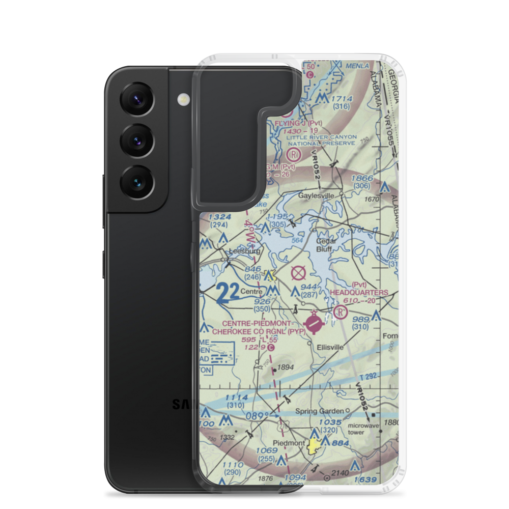 Centre Municipal Airport (C22) VFR Sectional Samsung Case Samsung Galaxy S22 model shown