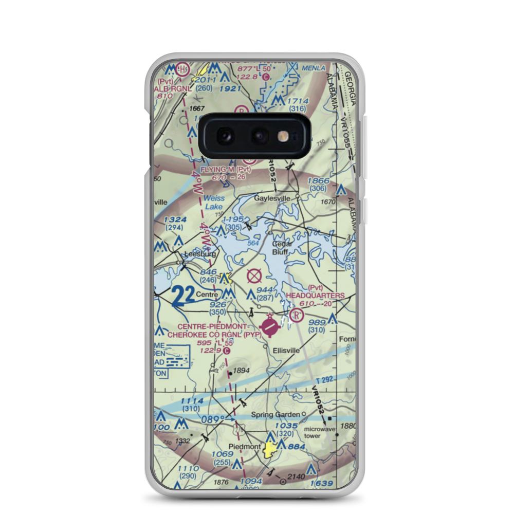 Centre Municipal Airport (C22) VFR Sectional Samsung Case Samsung Galaxy S10e model shown