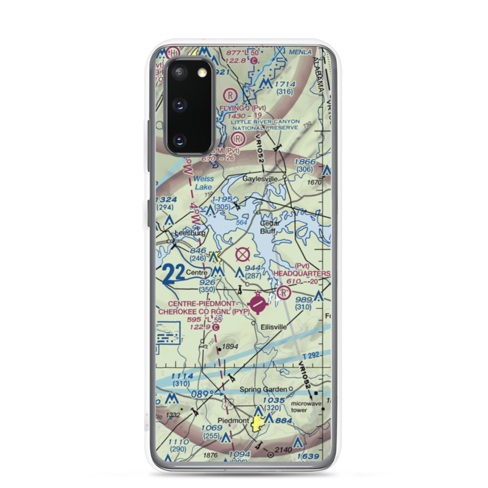 Centre Municipal Airport (C22) VFR Sectional Samsung Case Samsung Galaxy S20 model shown