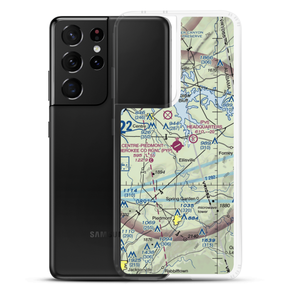 Centre-Piedmont-Cherokee County Regional Airport (PYP) VFR Sectional Samsung Case Samsung Galaxy S21 Ultra model shown