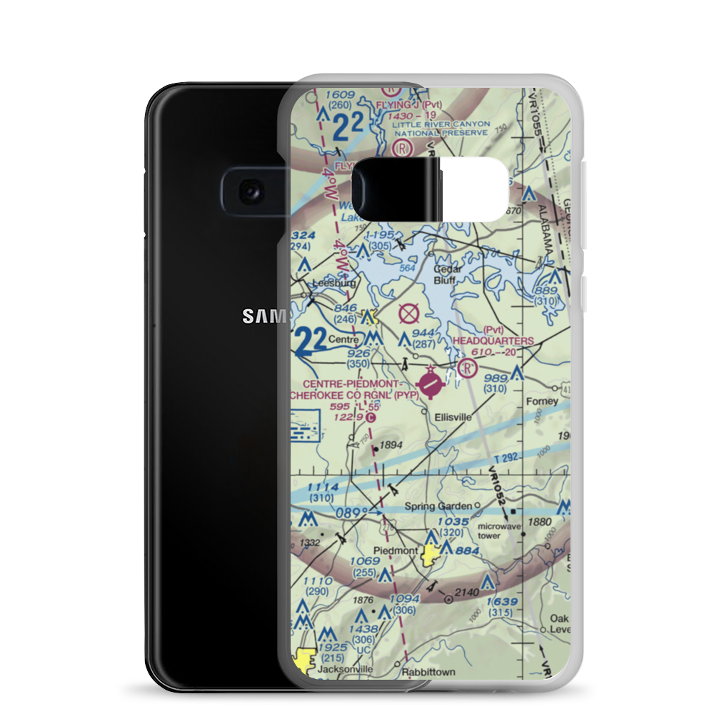 Centre-Piedmont-Cherokee County Regional Airport (PYP) VFR Sectional Samsung Case Samsung Galaxy S10e model shown