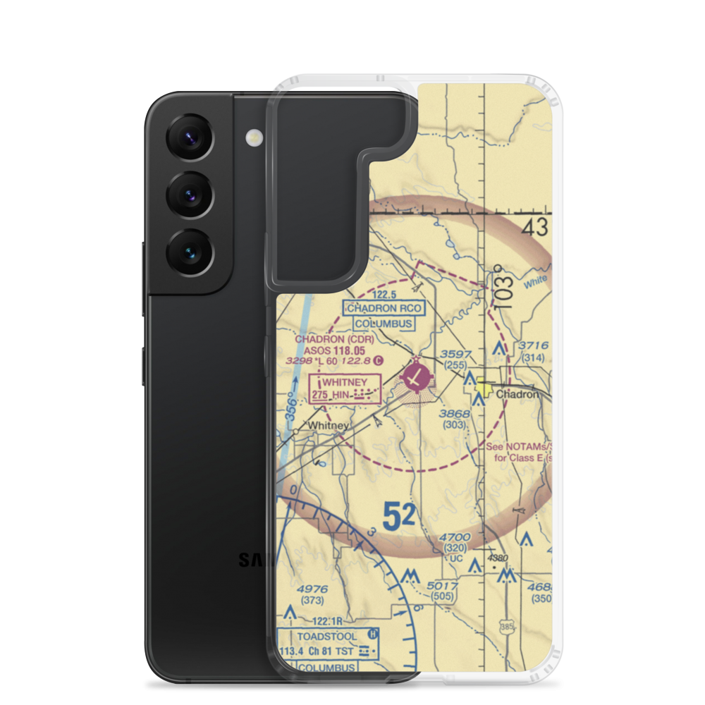 Chadron Municipal Airport (CDR) VFR Sectional Samsung Case Samsung Galaxy S22 model shown