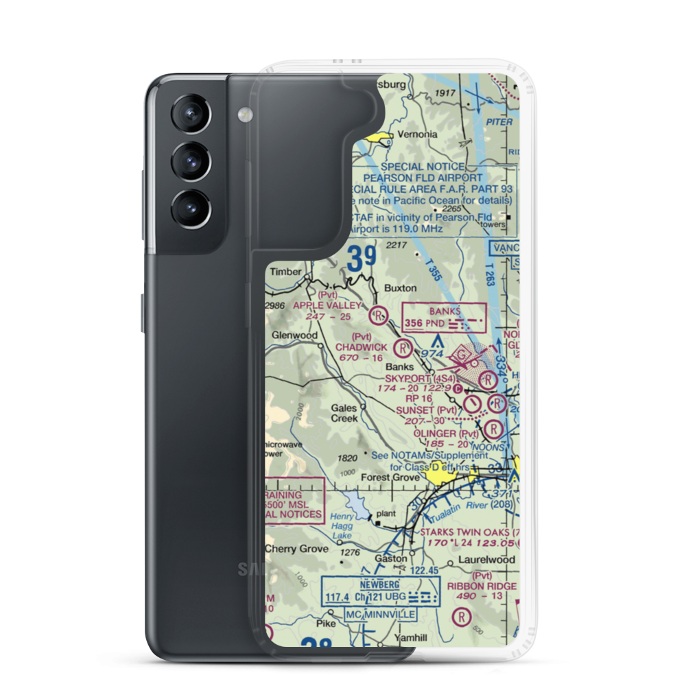 Chadwick Airport (OR27) VFR Sectional Samsung Case Samsung Galaxy S21 model shown