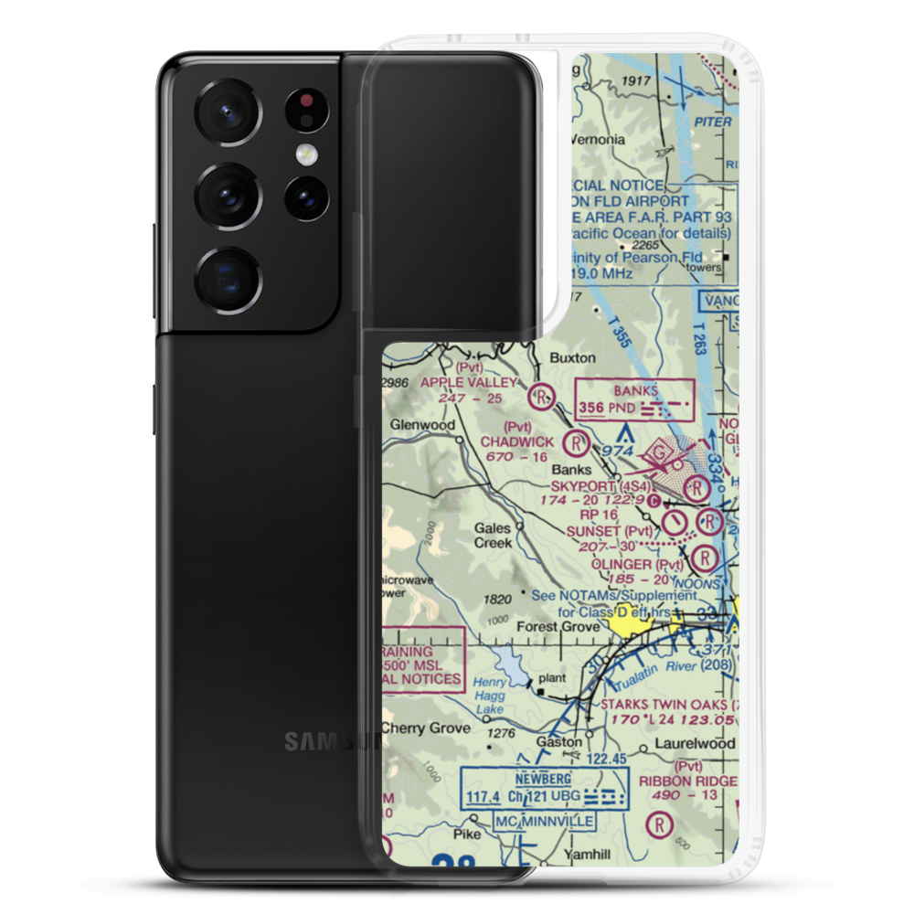 Chadwick Airport (OR27) VFR Sectional Samsung Case Samsung Galaxy S21 Ultra model shown
