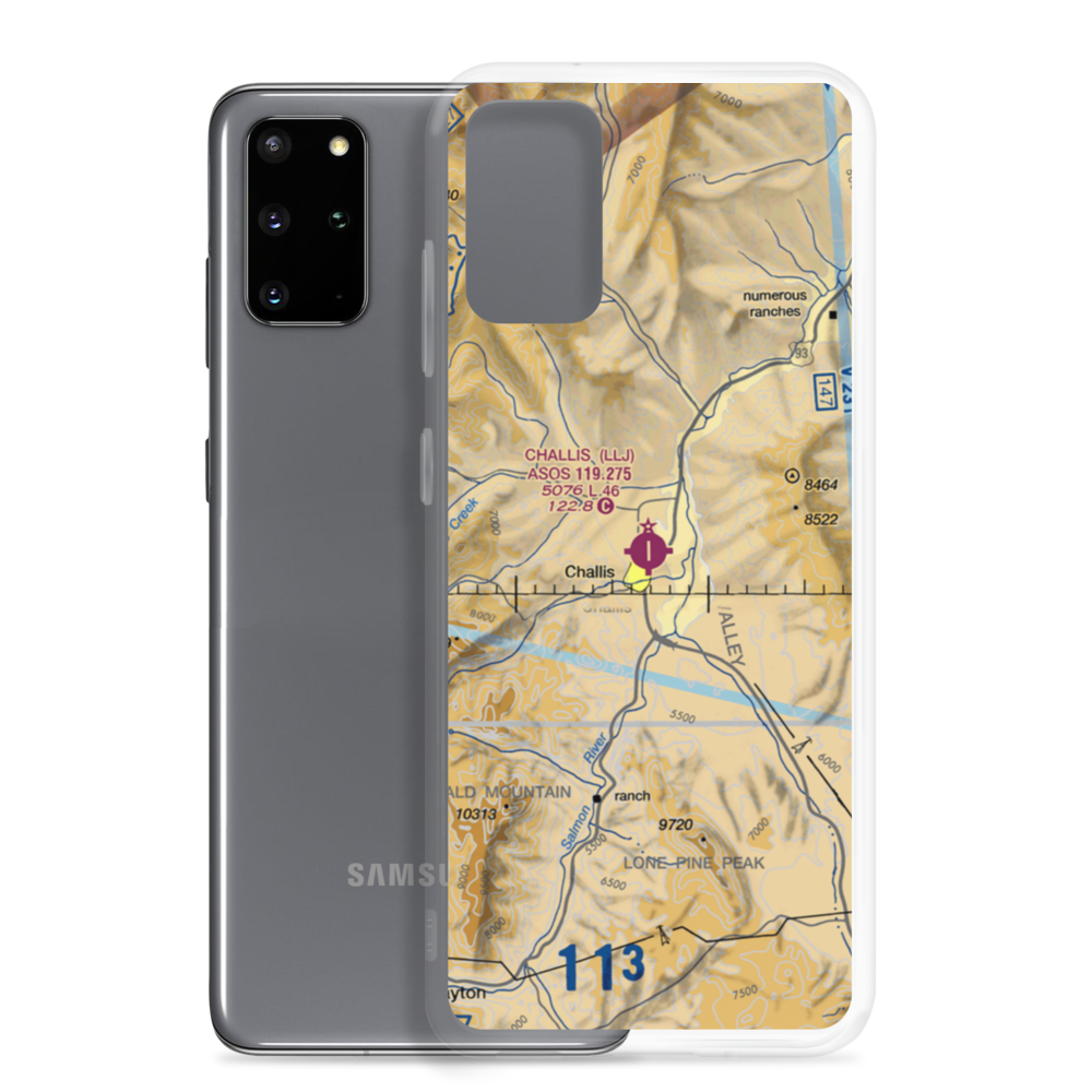 Challis Airport (LLJ) VFR Sectional Samsung Case Samsung Galaxy S20 Plus model shown
