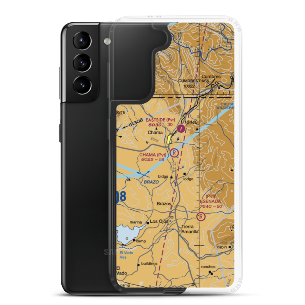 Chama Land & Cattle Co. Airport (NM16) VFR Sectional Samsung Case Samsung Galaxy S21 Plus model shown