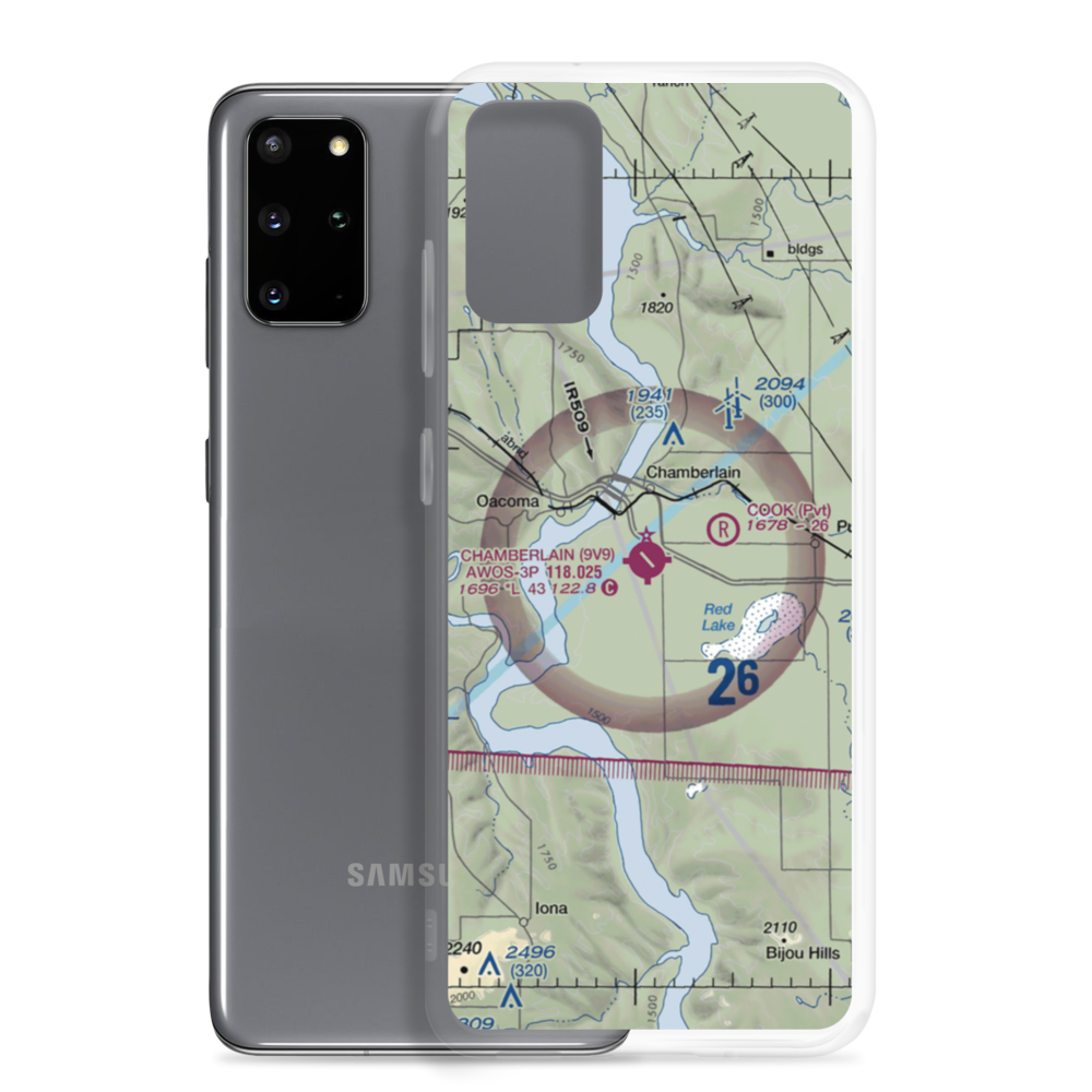 Chamberlain Municipal Airport (9V9) VFR Sectional Samsung Case Samsung Galaxy S20 Plus model shown