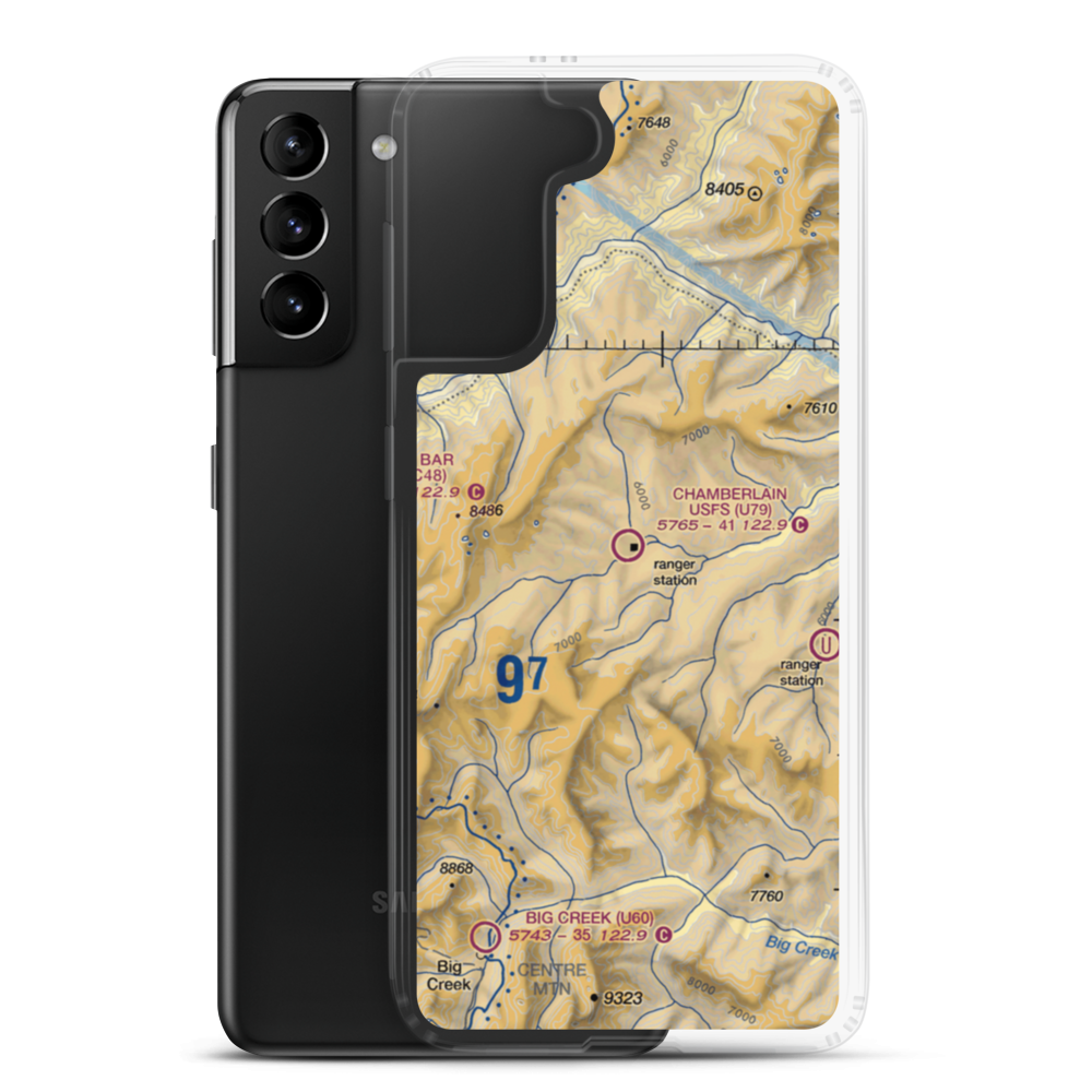 Chamberlain USFS Airport (U79) VFR Sectional Samsung Case Samsung Galaxy S21 Plus model shown