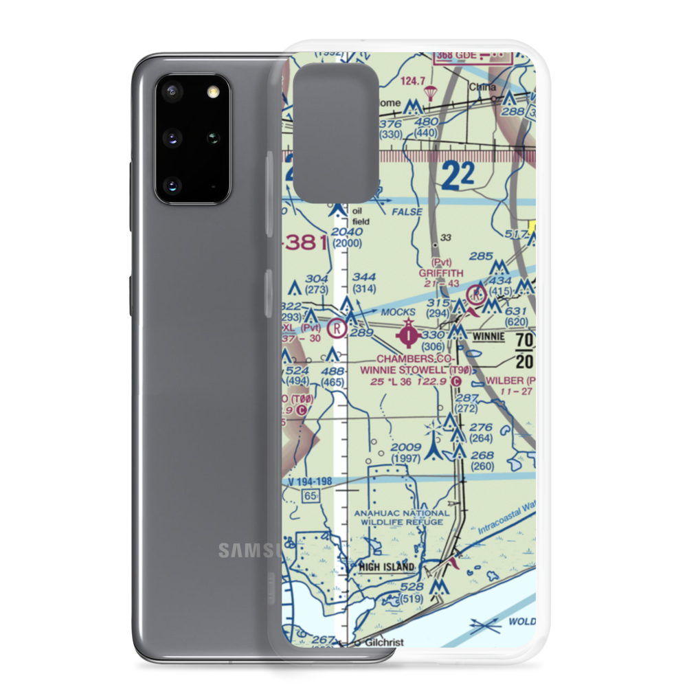 Chambers County Winnie Stowell Airport (T90) VFR Sectional Samsung Case Samsung Galaxy S20 Plus model shown