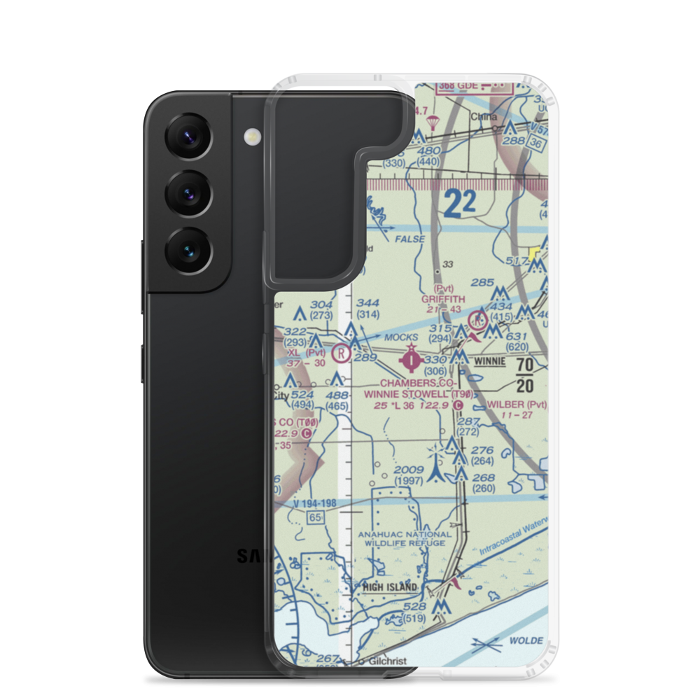 Chambers County Winnie Stowell Airport (T90) VFR Sectional Samsung Case Samsung Galaxy S22 model shown