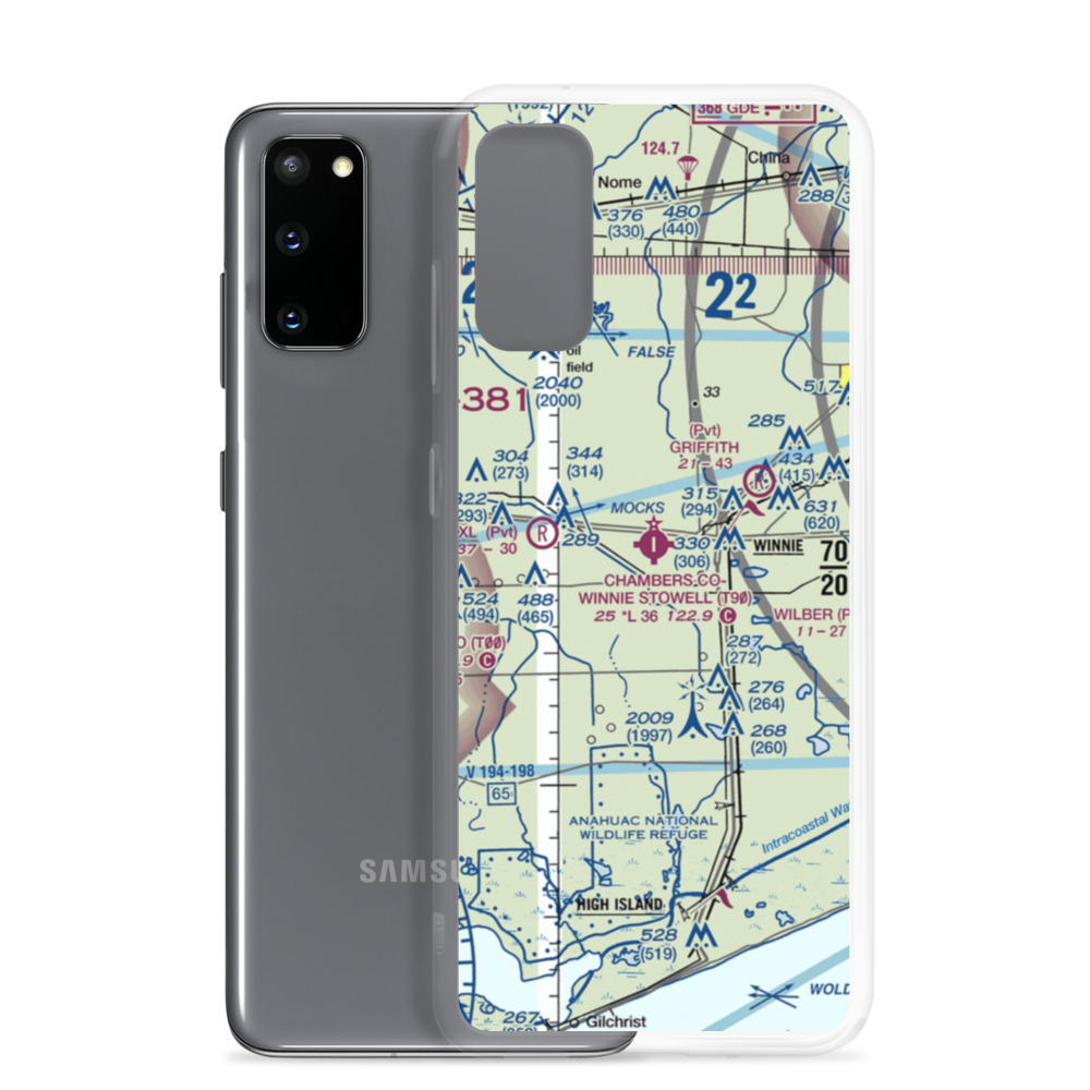 Chambers County Winnie Stowell Airport (T90) VFR Sectional Samsung Case Samsung Galaxy S20 model shown