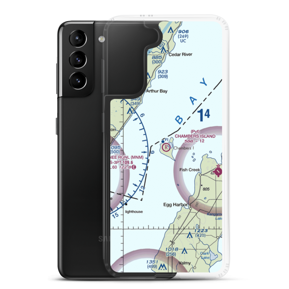 Chambers Island Airport (30WI) VFR Sectional Samsung Case Samsung Galaxy S21 Plus model shown