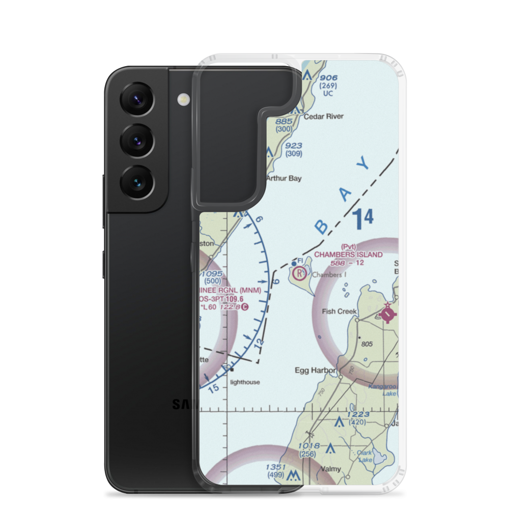 Chambers Island Airport (30WI) VFR Sectional Samsung Case Samsung Galaxy S22 model shown