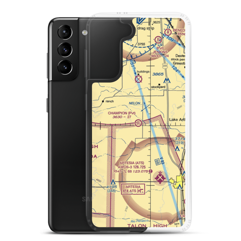 Champion Ranch Airport (01NM) VFR Sectional Samsung Case Samsung Galaxy S21 Plus model shown