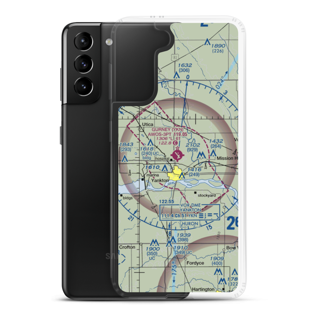 Chan Gurney Municipal Airport (YKN) VFR Sectional Samsung Case Samsung Galaxy S21 Plus model shown