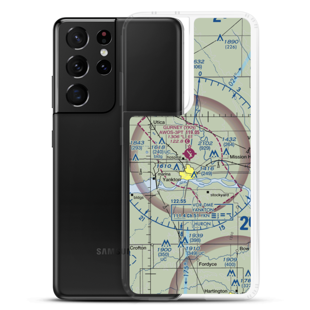Chan Gurney Municipal Airport (YKN) VFR Sectional Samsung Case Samsung Galaxy S21 Ultra model shown