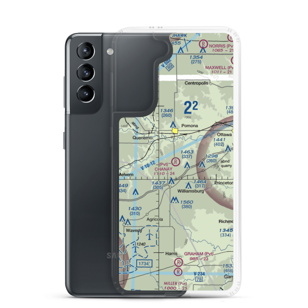 Chanay Airport (40KS) VFR Sectional Samsung Case Samsung Galaxy S21 model shown