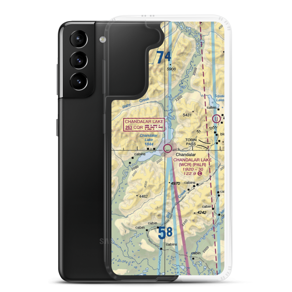 Chandalar Lake Airport (WCR) VFR Sectional Samsung Case Samsung Galaxy S21 Plus model shown