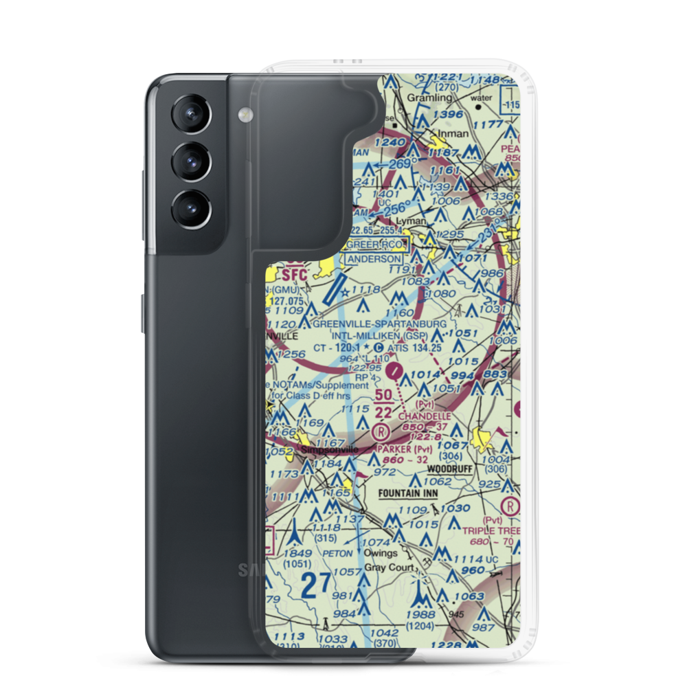 Chandelle Airport (SC72) VFR Sectional Samsung Case Samsung Galaxy S21 model shown