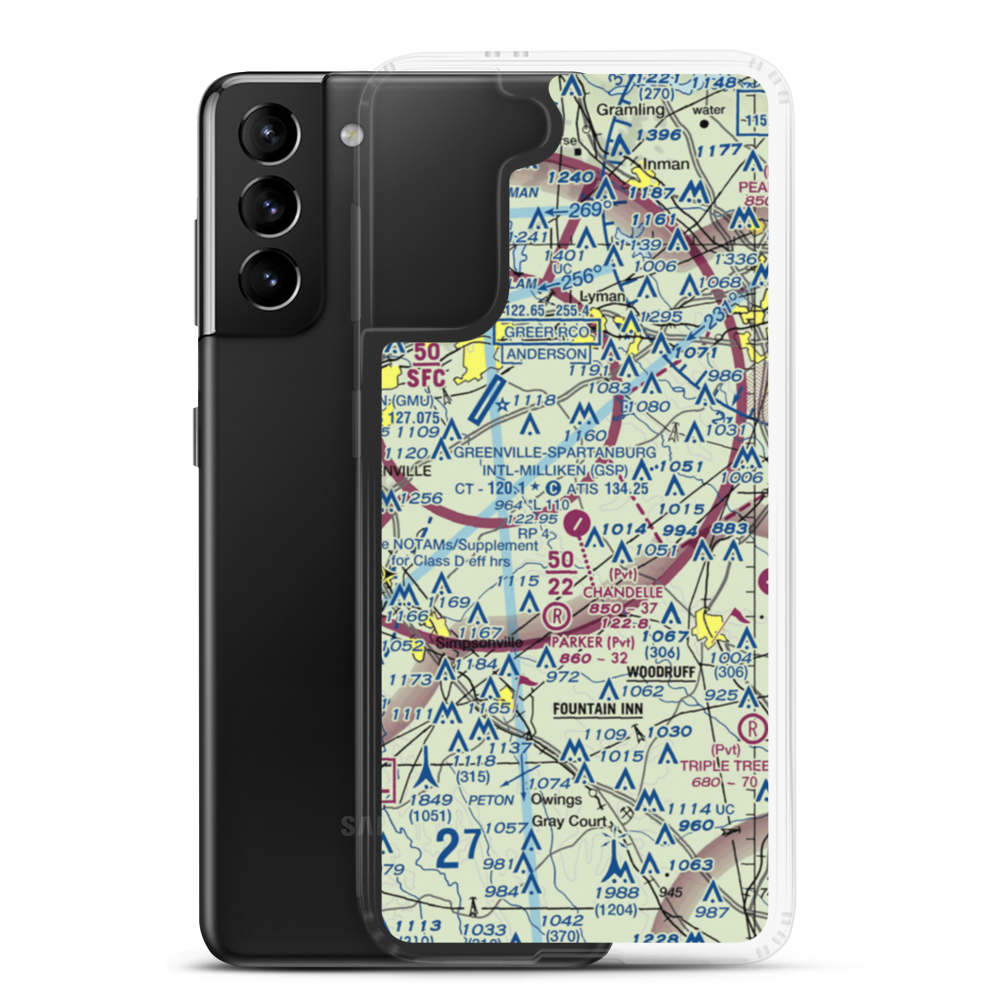 Chandelle Airport (SC72) VFR Sectional Samsung Case Samsung Galaxy S21 Plus model shown