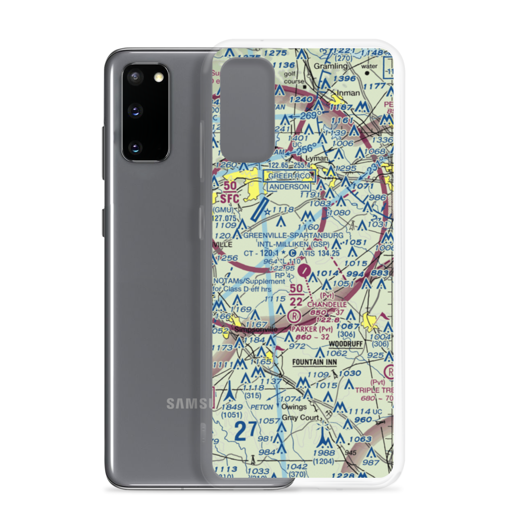 Chandelle Airport (SC72) VFR Sectional Samsung Case Samsung Galaxy S20 model shown