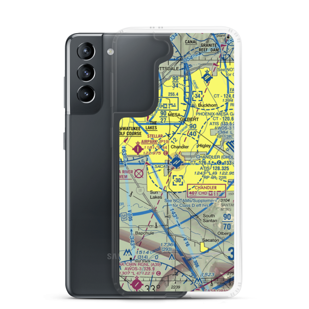 Chandler Municipal Airport (CHD) VFR Sectional Samsung Case Samsung Galaxy S21 model shown