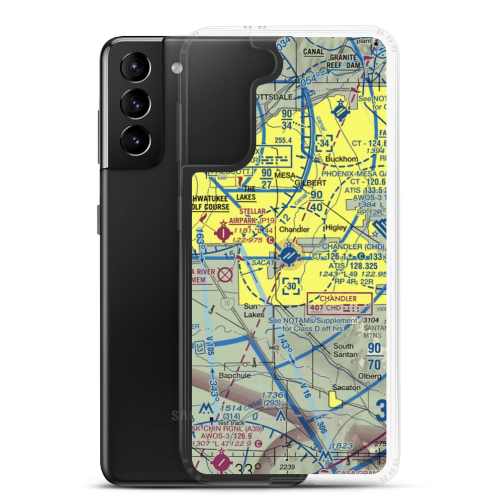 Chandler Municipal Airport (CHD) VFR Sectional Samsung Case Samsung Galaxy S21 Plus model shown
