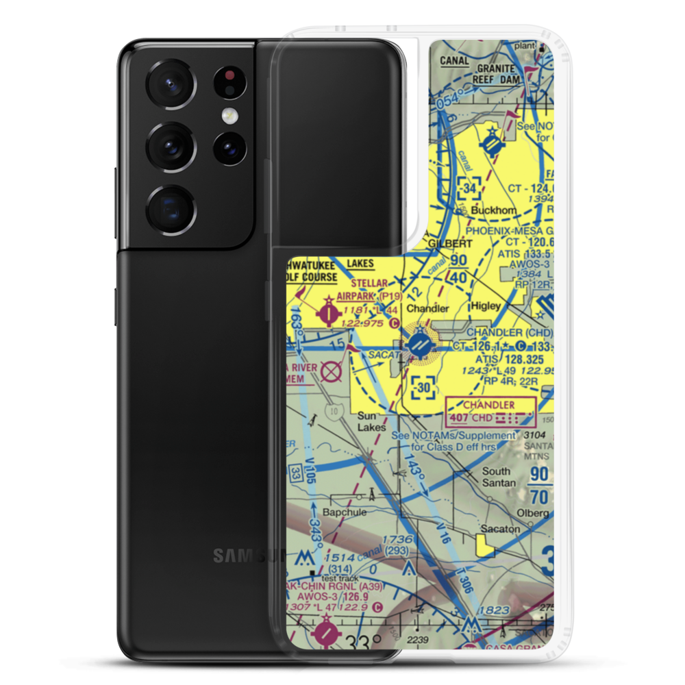 Chandler Municipal Airport (CHD) VFR Sectional Samsung Case Samsung Galaxy S21 Ultra model shown