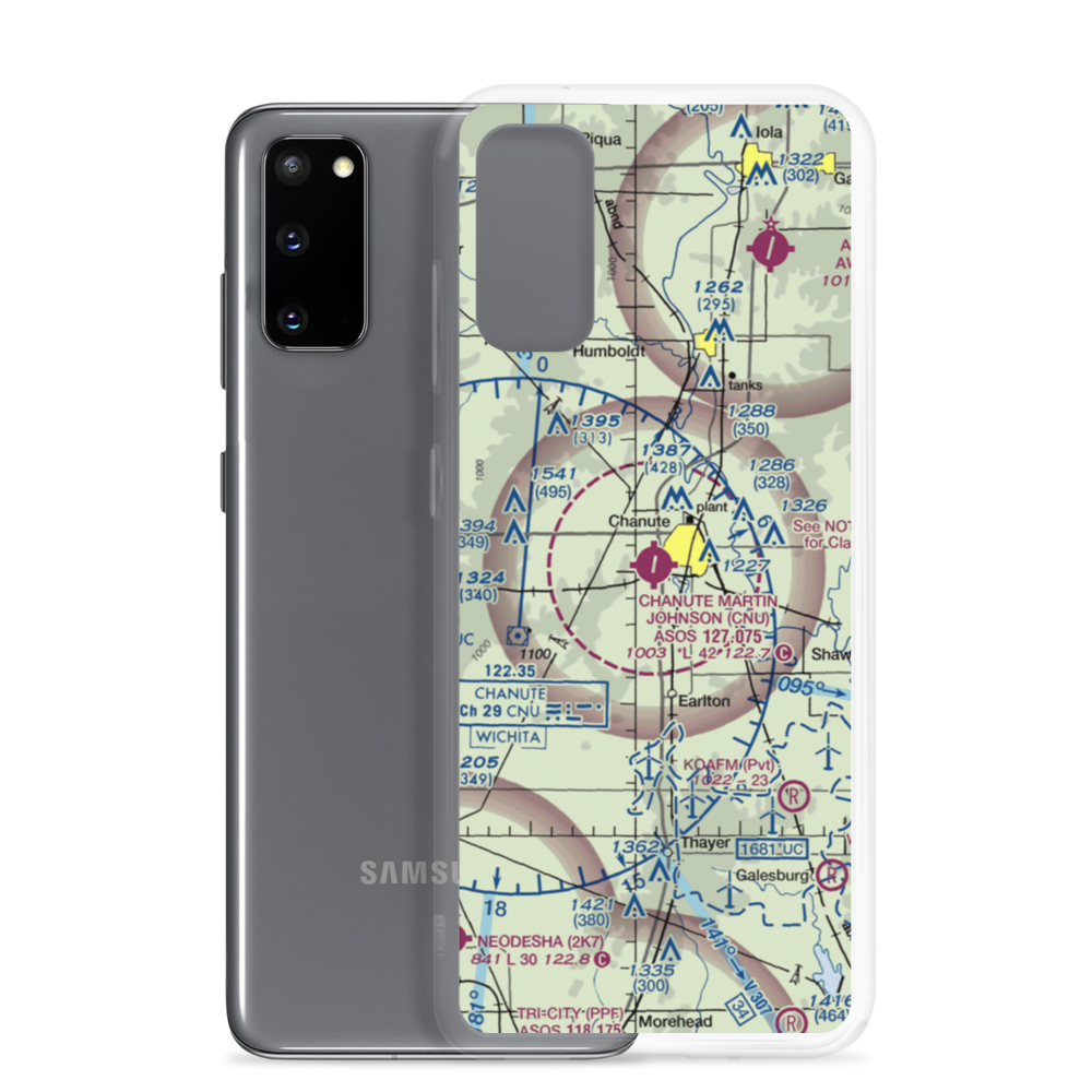 Chanute Martin Johnson Airport (CNU) VFR Sectional Samsung Case Samsung Galaxy S20 model shown