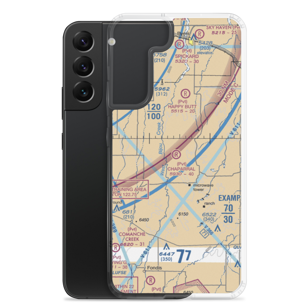 Chaparral Airport (CO18) VFR Sectional Samsung Case Samsung Galaxy S22 Plus model shown