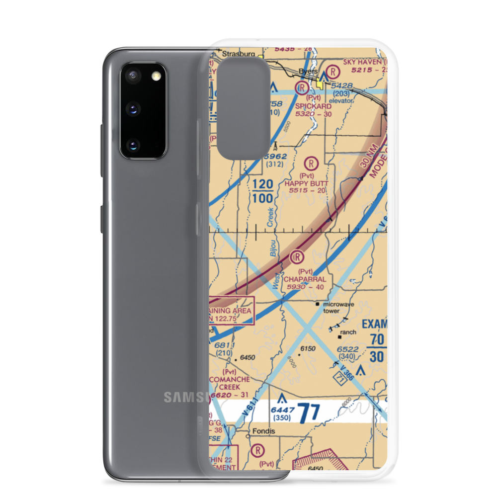 Chaparral Airport (CO18) VFR Sectional Samsung Case Samsung Galaxy S20 model shown