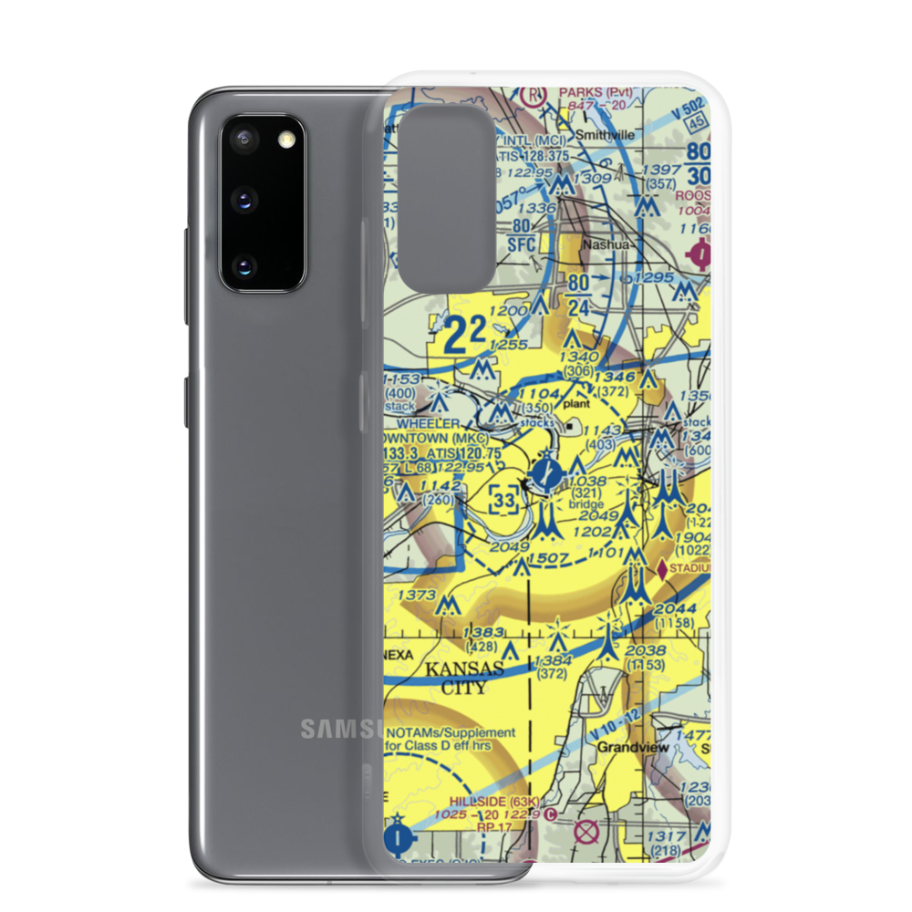 Charles B. Wheeler Downtown Airport (MKC) VFR Sectional Samsung Case Samsung Galaxy S20 model shown
