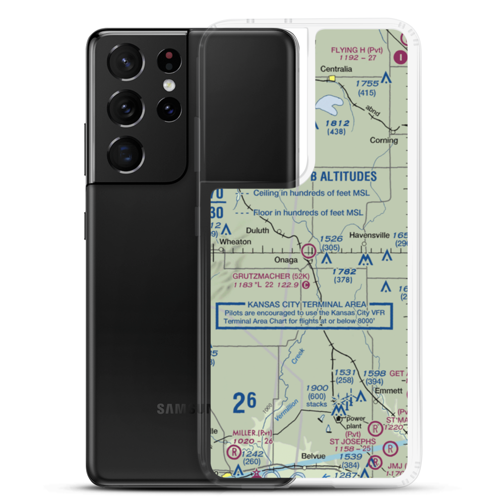 Charles E Grutzmacher Municipal Airport (52K) VFR Sectional Samsung Case Samsung Galaxy S21 Ultra model shown