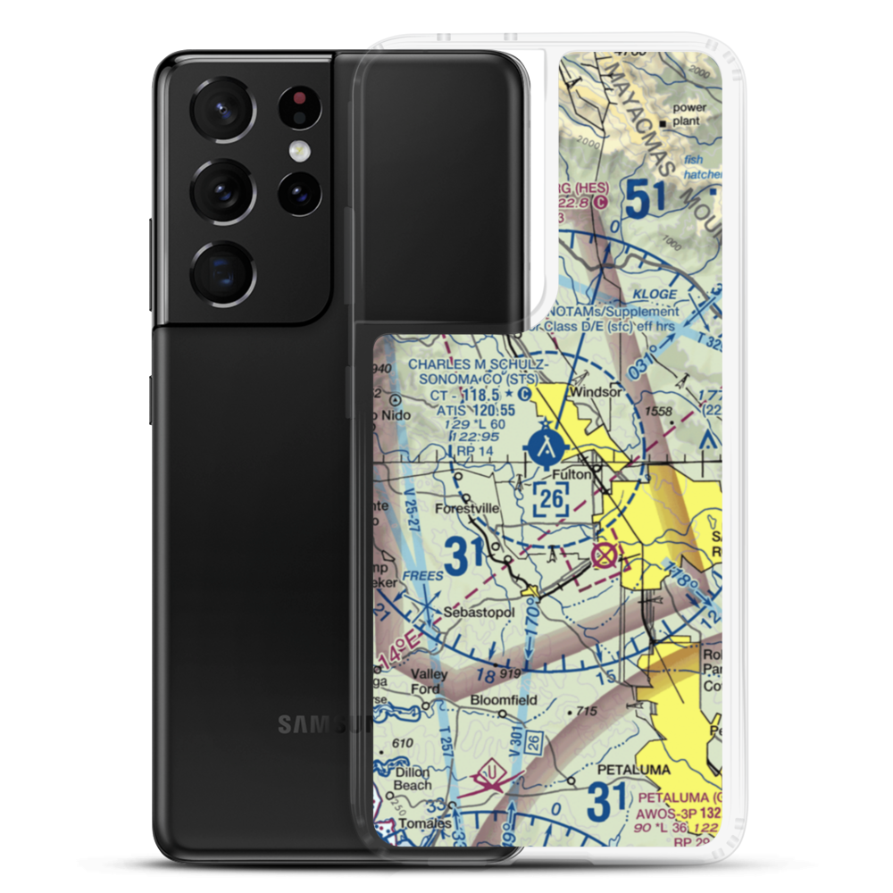 Charles M. Schulz Sonoma County Airport (STS) VFR Sectional Samsung Case Samsung Galaxy S21 Ultra model shown