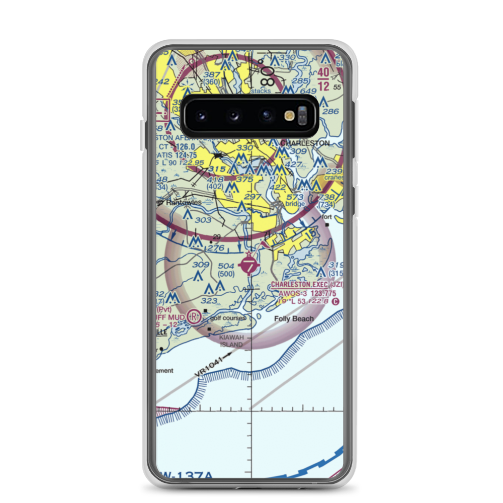Charleston Executive Airport (JZI) VFR Sectional Samsung Case Samsung Galaxy S10 model shown