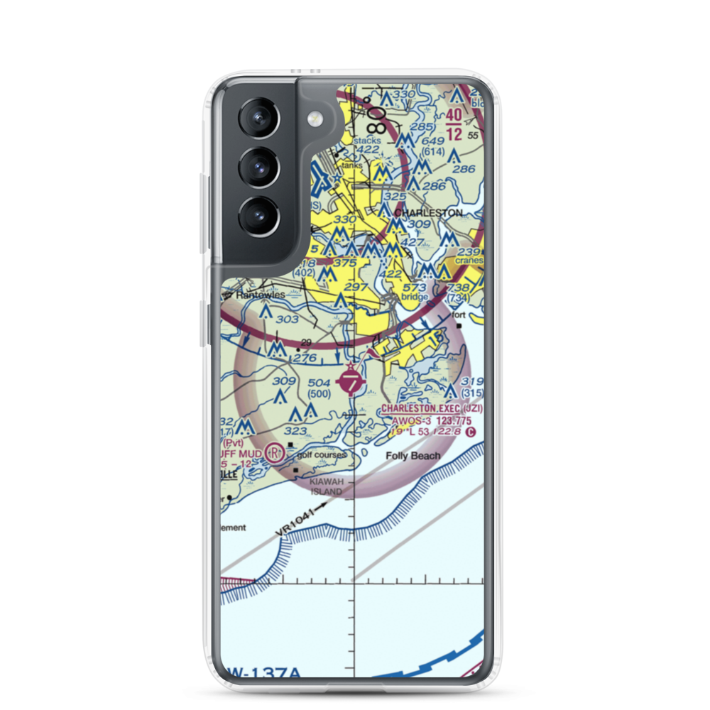 Charleston Executive Airport (JZI) VFR Sectional Samsung Case Samsung Galaxy S21 model shown