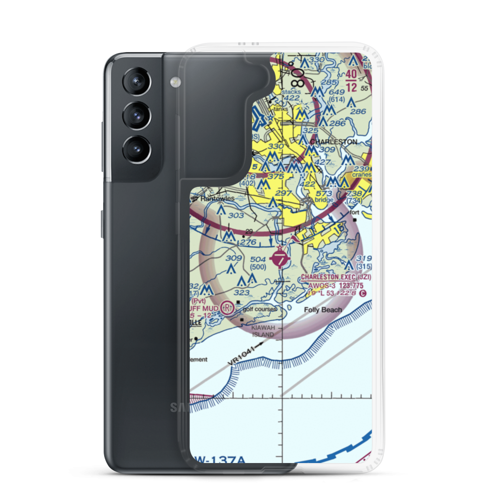 Charleston Executive Airport (JZI) VFR Sectional Samsung Case Samsung Galaxy S21 model shown