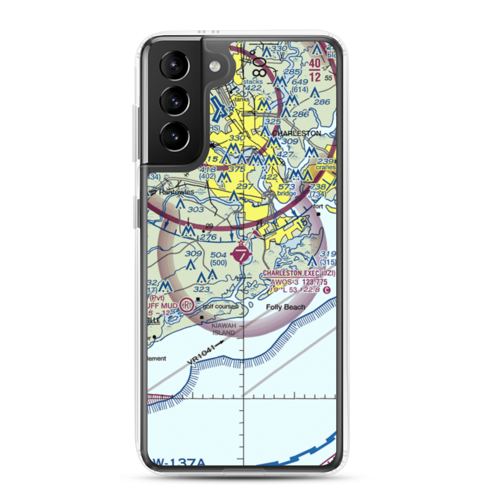 Charleston Executive Airport (JZI) VFR Sectional Samsung Case Samsung Galaxy S21 Plus model shown